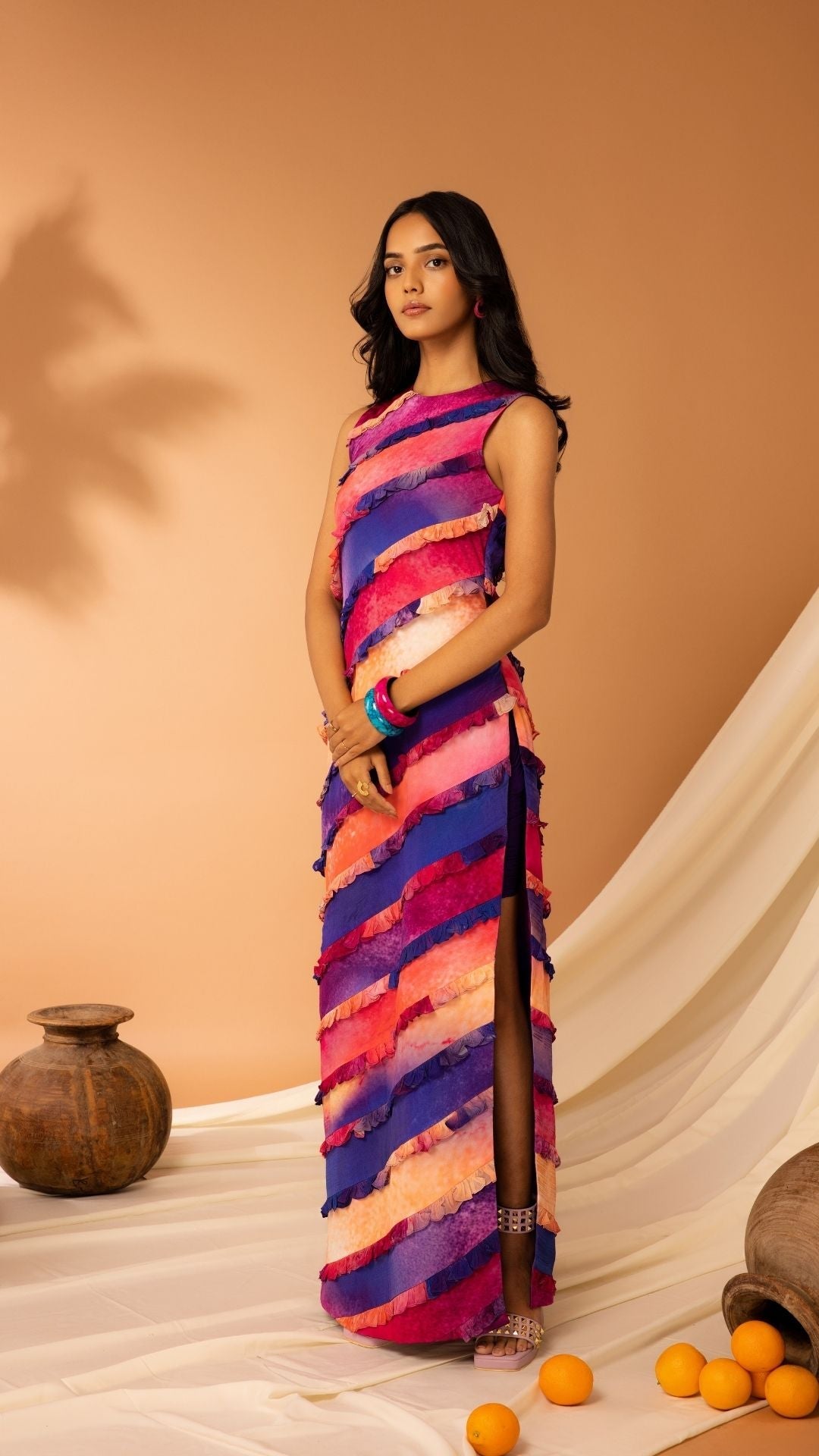 The State of Love Frilled Gown with High Slit