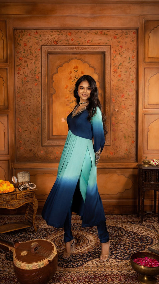 Silk Anarkali with Sequined Embroidery