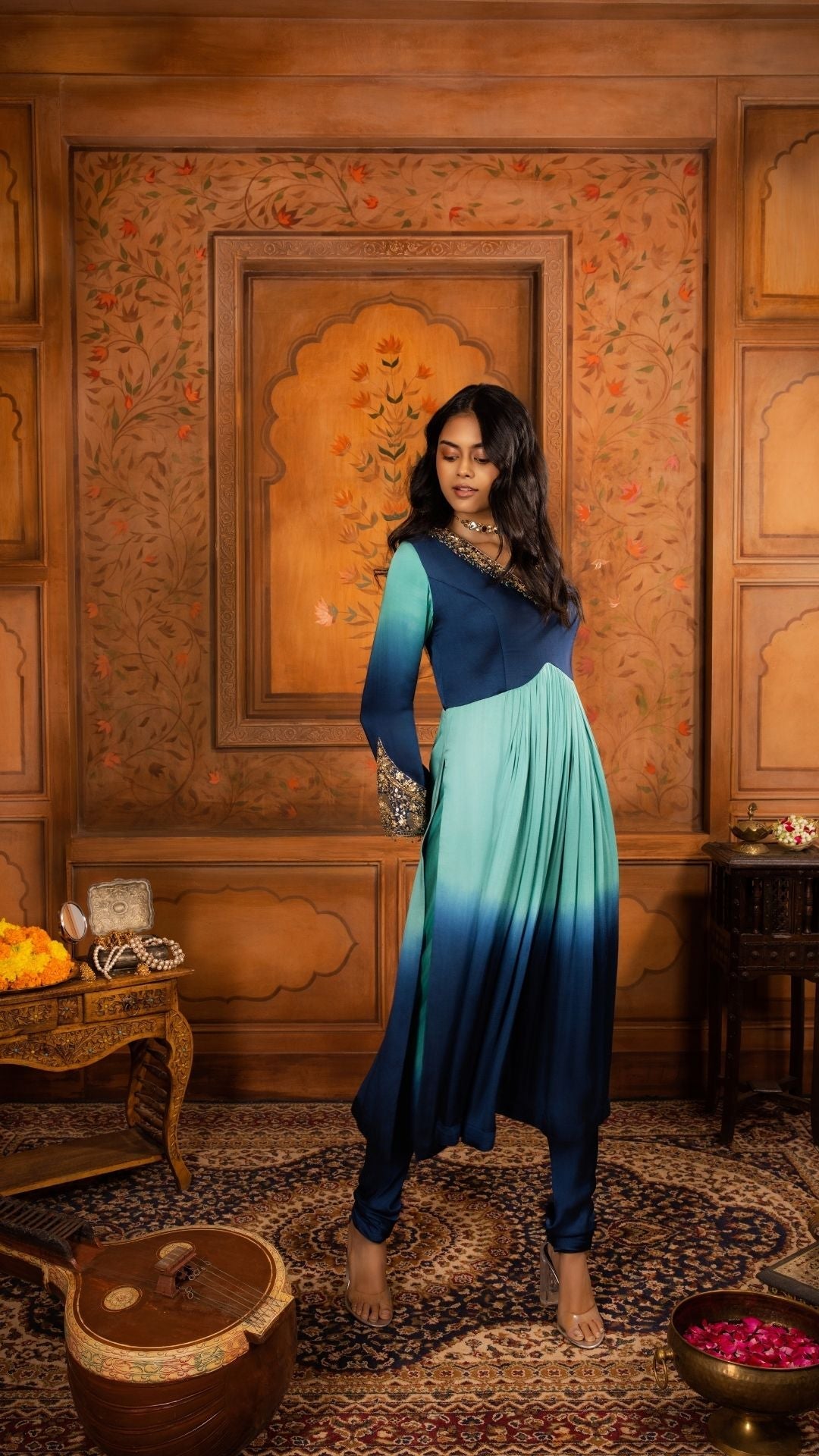 Silk Anarkali with Sequined Embroidery