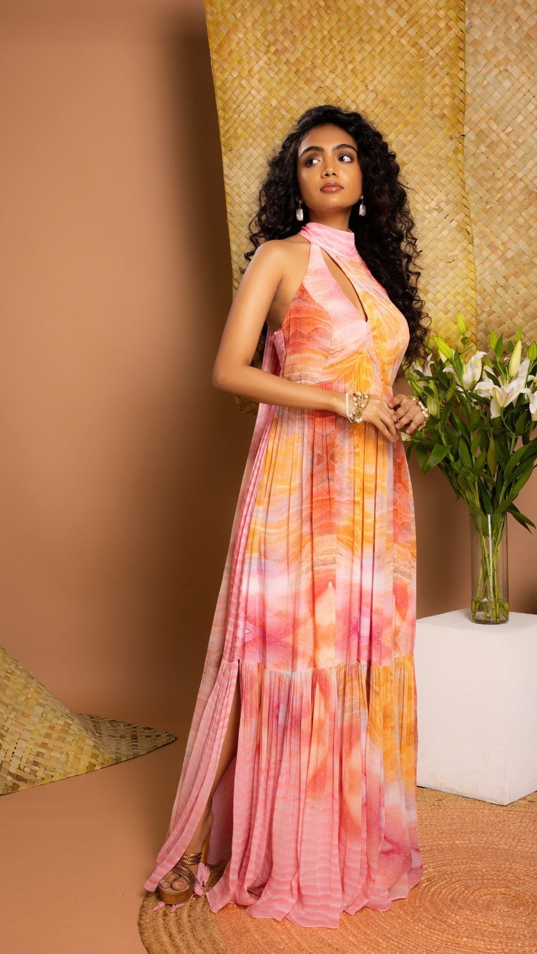 The Aura Layered Gown with Side Slit