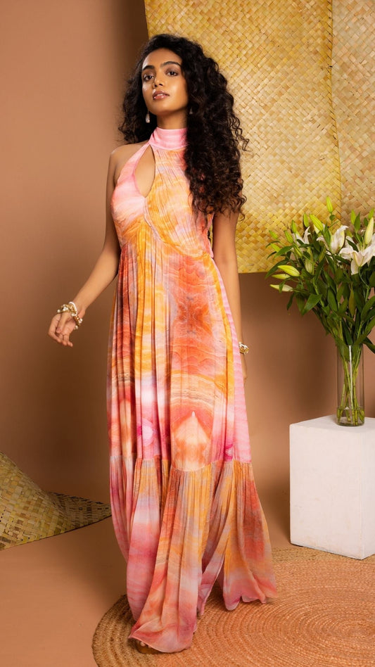 The Aura Layered Gown with Side Slit