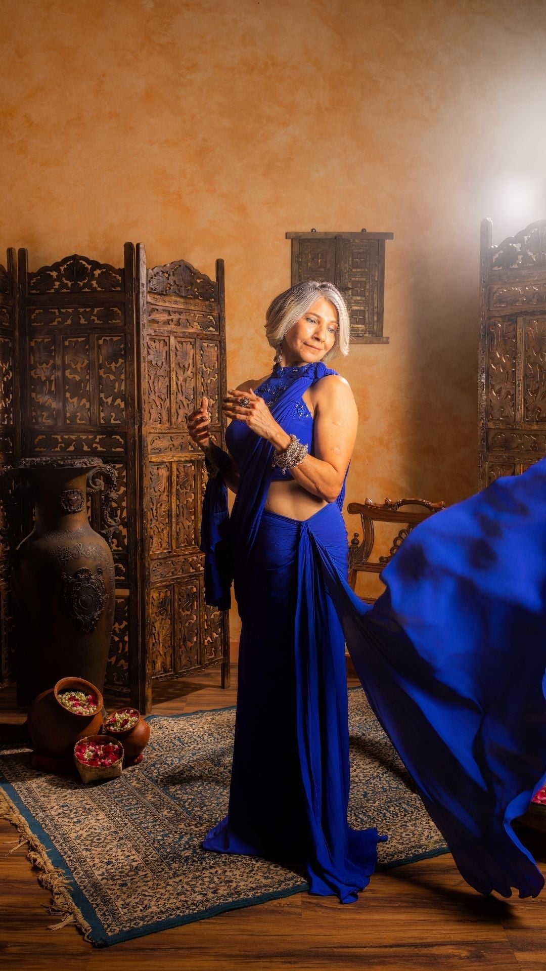 Readymade Saree with Halter Neck Blouse