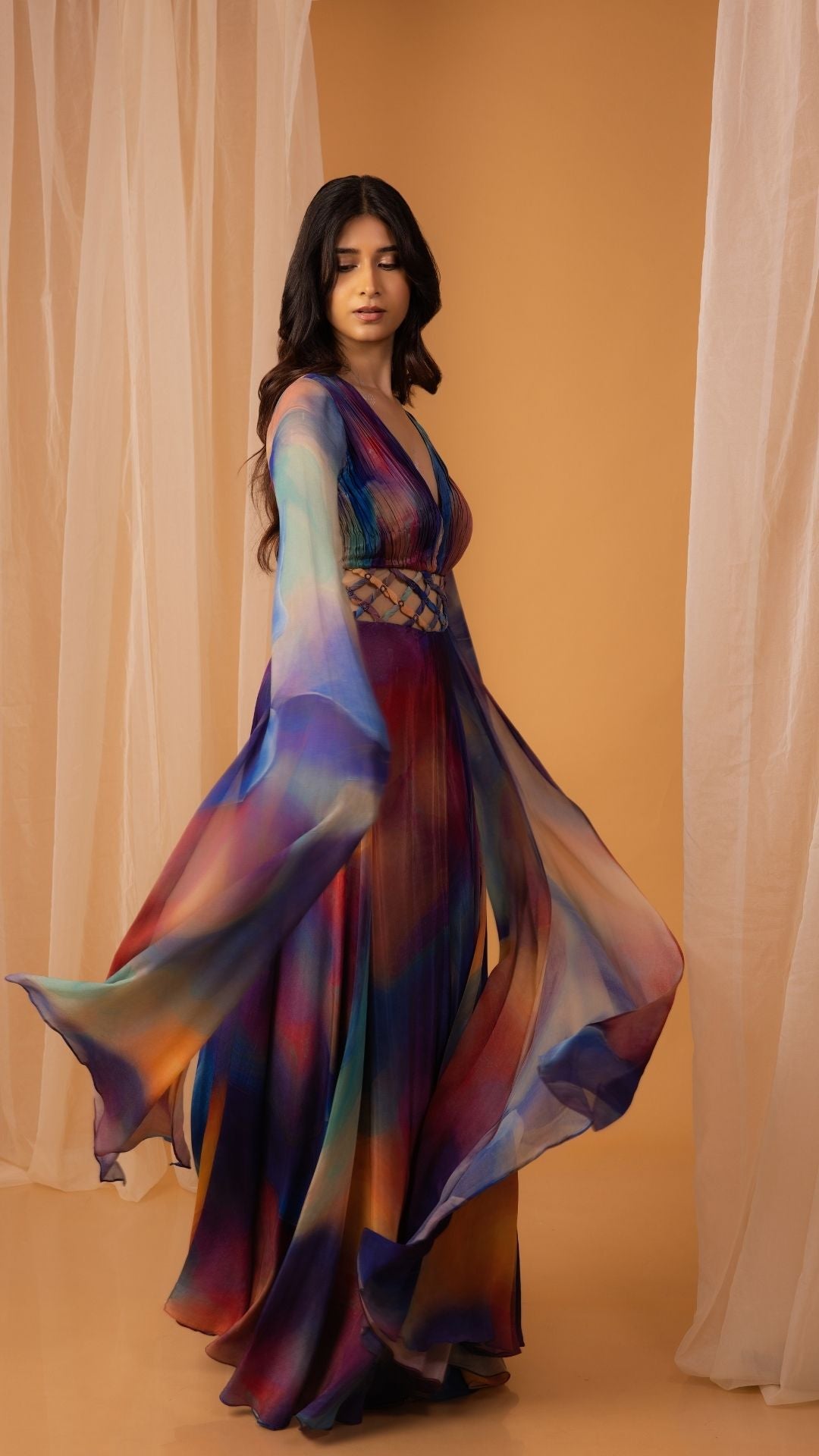 The Chakra Cape Sleeves Gown