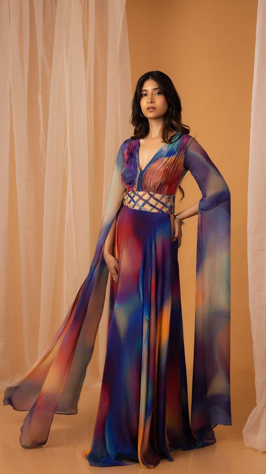 The Chakra Cape Sleeves Gown