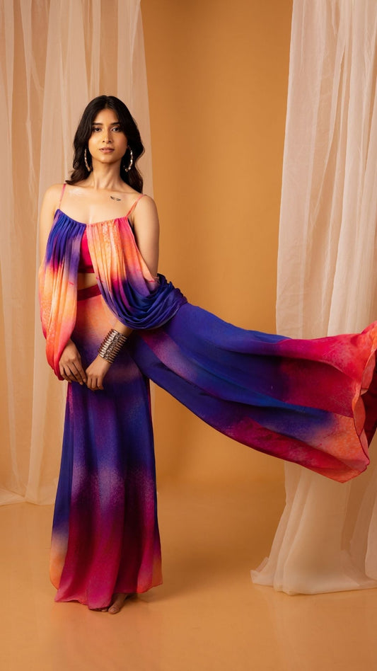 The Chakra Crossed Long Palazzos paired with a Sultry Bustier