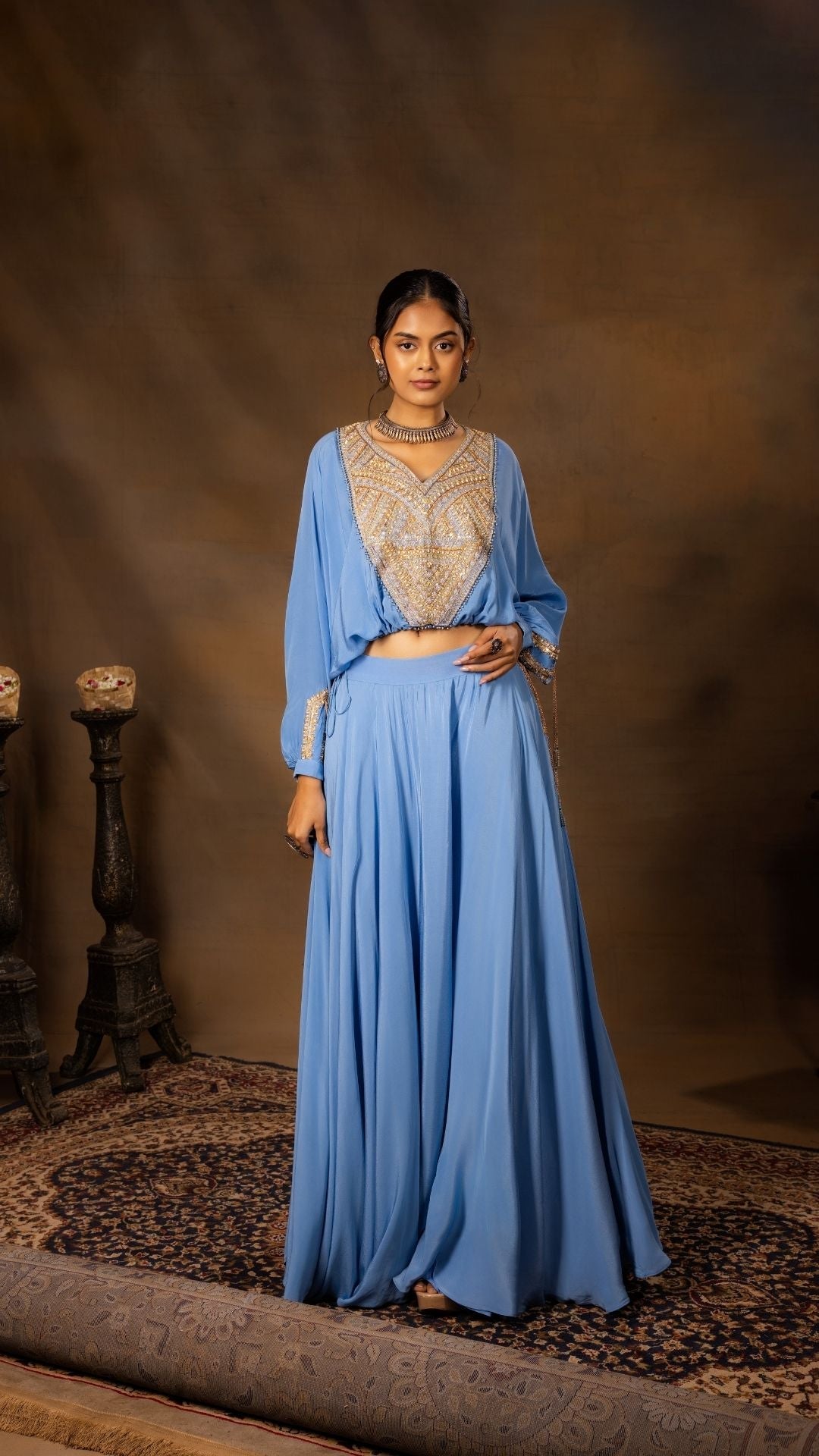 Zardozi Balloon Top with Flowing Skirt