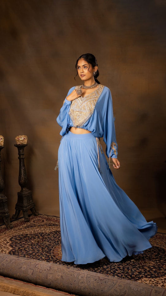 Zardozi Balloon Top with Flowing Skirt