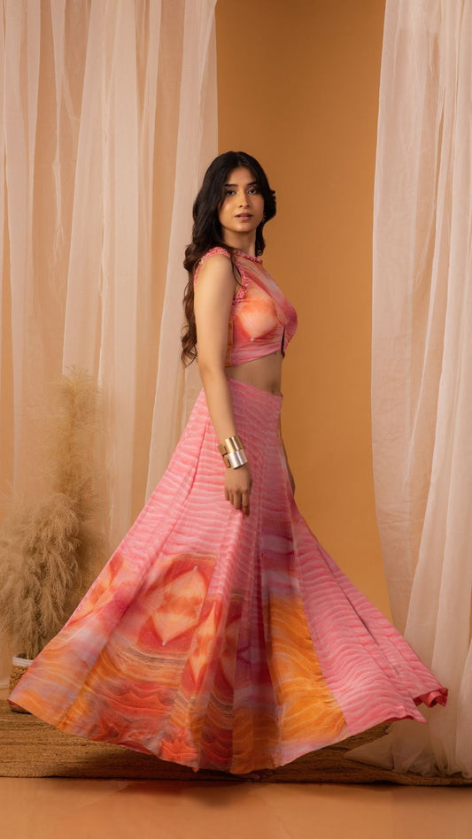 The Aura Long Kali Skirt and Frill-Embellished Top