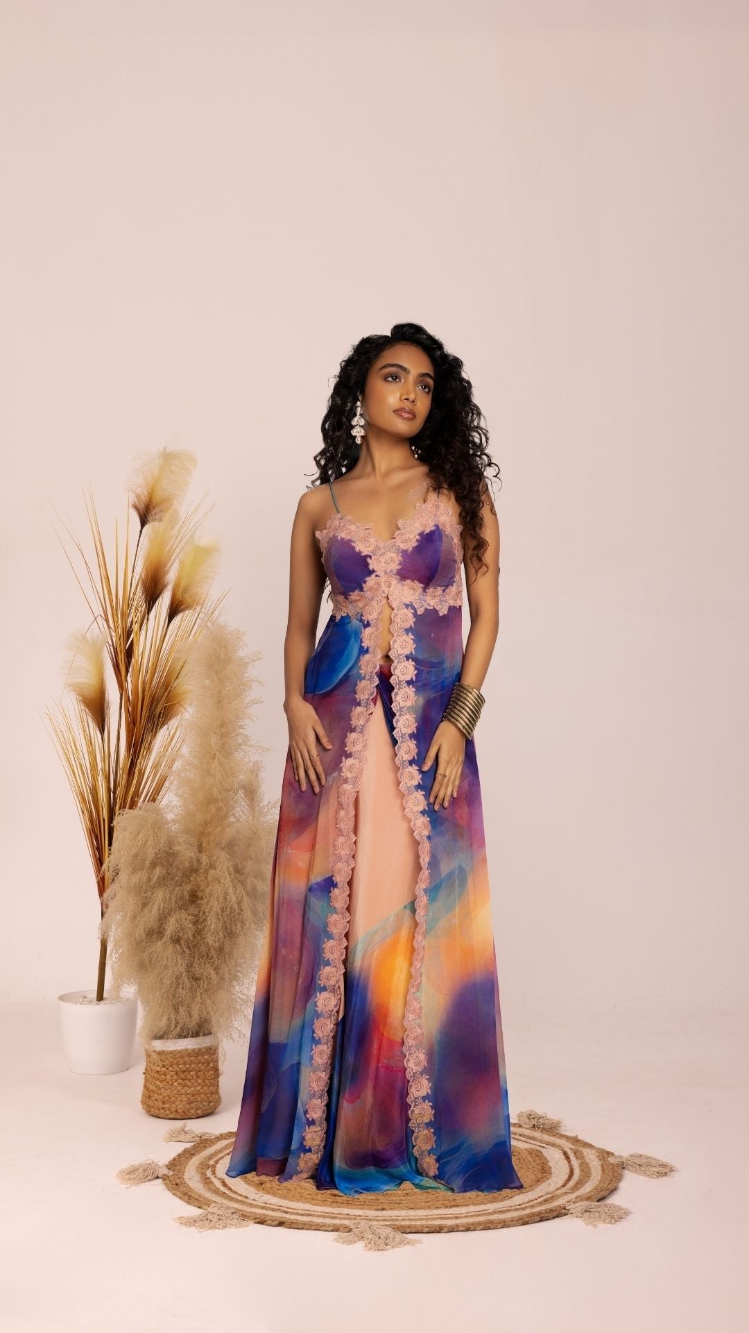 The Chakra Cross-cut Skirt and Thin Strap Panel Top