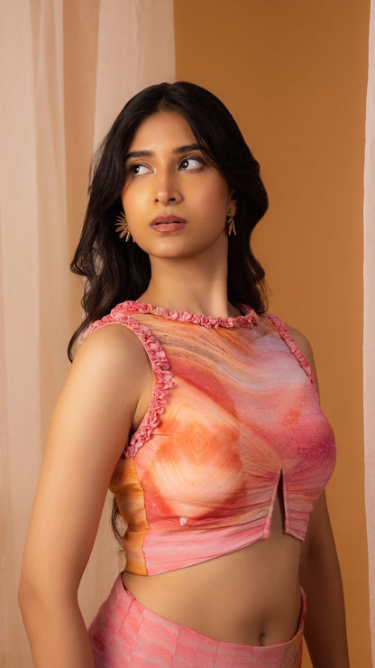 The Aura long Kali Skirt and Frill-Embellished Top